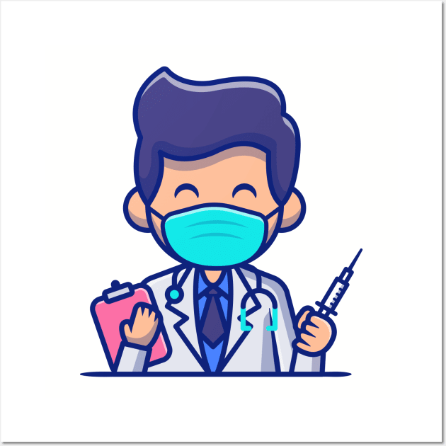 Doctor With Injection And Clipboard Wall Art by Catalyst Labs